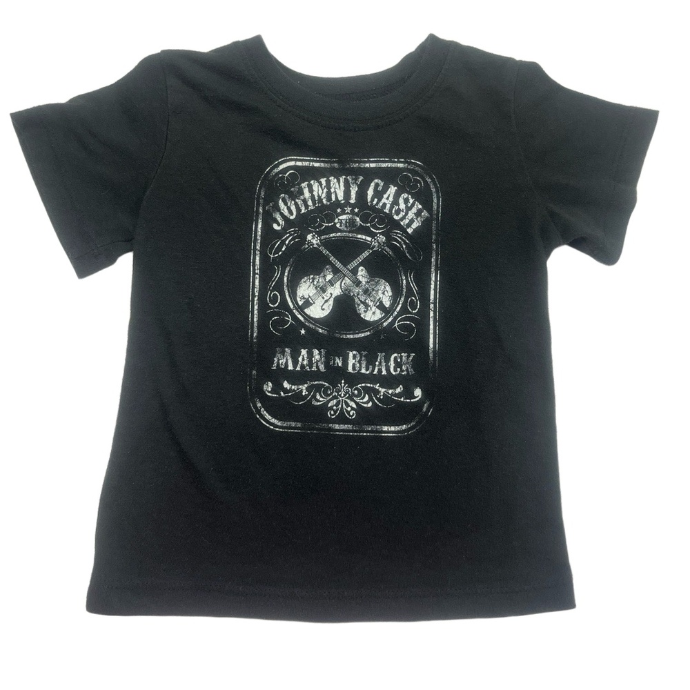 Johnny Cash TShirt Size 2T Black Crew Neck Short Sleeve Man In Black Retro